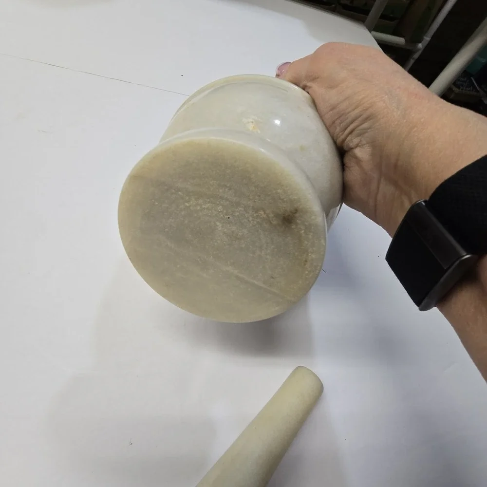 Marble Mortar Pestle Set White Stone Grinder Masher Crush Spice Herb Pill 4.75
